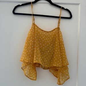 Yellow Polka Dot Layered Spaghetti-Strap Cami (S)
